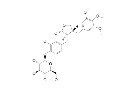 TRAXILLASIDE;2-[(4''-HYDROXY-3''-METHOXY-4''-O-BETA-D-GLUCOPYRANOSIDE)-BENZYL]-3-[(3',4',5'-TRIMETHOXY)-BENZYL]-BUTYROLACTONE