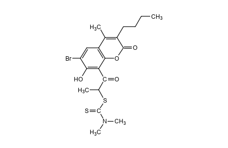 6-bromo-3-butyl-7-hydroxy-8-(2-mercaptopropionyl)-4-methylcoumarin, 8-(dimethyldithiocarbamate)