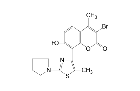 3-bromo-7-hydroxy-4-methyl-8-(5-methyl-2-(1-pyrrolidinyl)-4-thiazolyl)coumarin
