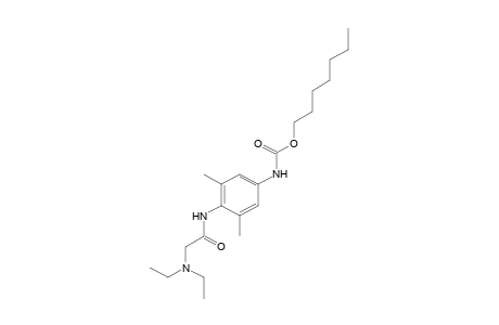 4-[2-(diethylamino)acetamido]-3,5-dimethylcarbanilic acid, heptyl ester