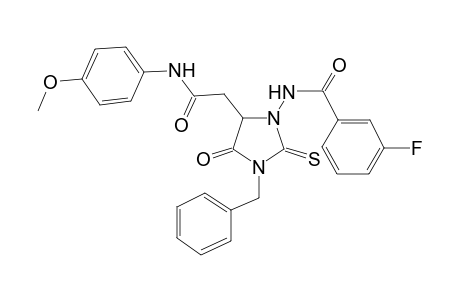 3-Fluoranyl-N-[5-[2-[(4-methoxyphenyl)amino]-2-oxidanylidene-ethyl]-4-oxidanylidene-3-(phenylmethyl)-2-sulfanylidene-imidazolidin-1-yl]benzamide