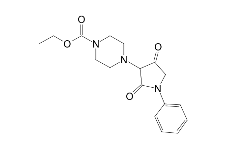 1-Piperazinecarboxylic acid, 4-(2,4-dioxo-1-phenyl-3-pyrrolidinyl)-, ethyl ester