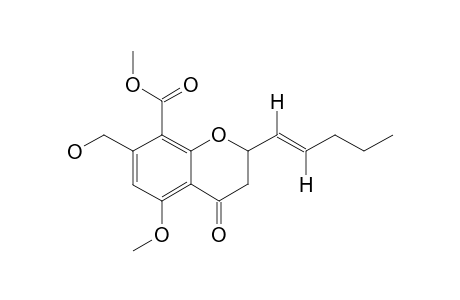 CAVOXONE-METHYLESTER;2-(1E-PENTENYL)-5-METHOXY-7-HYDROXYMETHYL-8-CARBOXYLIC-ACID-CHROMAN-4-ONE,METHYLESTER