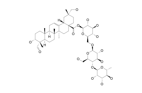 SPINOSIDE-C4;3-ALPHA,29-DIHYDROXY-23-OXO-OLEAN-12-ENE-28-O-ALPHA-L-RHAMNOPYRANOSYL-(1->4)-BETA-D-GLUCOPYRANOSYL-(1->6)-BETA-D-GLUCOPYRANOSYLESTER