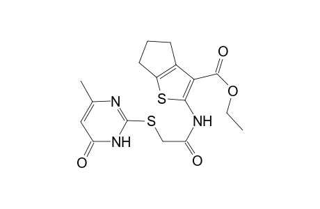 2-[[2-[(4-keto-6-methyl-1H-pyrimidin-2-yl)thio]acetyl]amino]-5,6-dihydro-4H-cyclopenta[b]thiophene-3-carboxylic acid ethyl ester