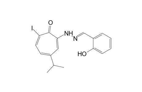 salicylaldehyde, (6-iodo-3-isopropyl-7-oxo-1,3,5-cycloheptatrien-1-yl)hydrazone