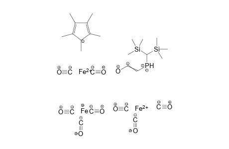 Diiron(II) iron(I) 1,2,3,4,5-pentamethylcyclopenta-2,4-dien-1-ide (bis(trimethylsilyl)methyl)(1-oxidoethen-1-ide-2-yl)phosphanide octacarbonyl