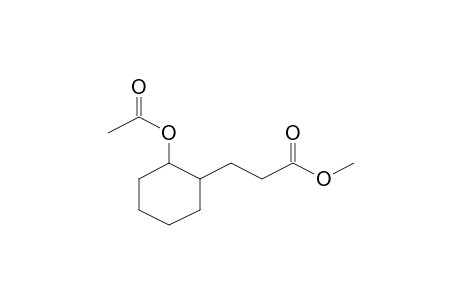 Cyclohexanepropanoic acid, 2-(acetyloxy)-, methyl ester, cis-