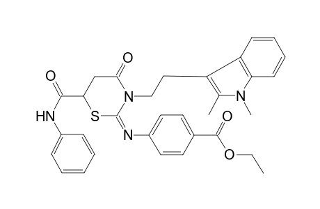 benzoic acid, 4-[[(2E)-3-[2-(1,2-dimethyl-1H-indol-3-yl)ethyl]tetrahydro-4-oxo-6-[(phenylamino)carbonyl]-2H-1,3-thiazin-2-