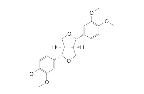 (+)-PINORESINOL-MONOMETHYLETHER;(1R*,2S*,5R*,6S*)-2-(3',4'-DIMETHOXYPHENYL)-6-(3''-METHOXY-4''-HYDROXYPHENYL)-3,7-DIOXABICYCLO-[3.3.0]-OCTANE