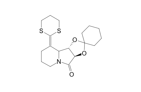 Spiro[cyclohexane-1,2'-[1,3]dioxolo[4,5-a]indolizin]-4'(3'aH)-one, 9'-(1,3-dithian-2-ylidene)hexahydro-, [3'aS-(3'a.alpha.,9'a.beta.,9'b.alpha.)]-