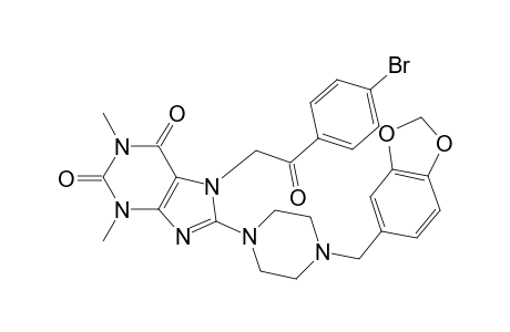 7-[2-(4-Bromophenyl)-2-keto-ethyl]-1,3-dimethyl-8-(4-piperonylpiperazino)xanthine