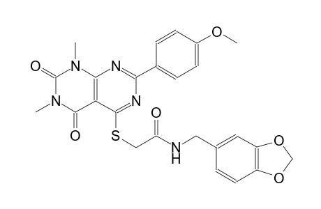 acetamide, N-(1,3-benzodioxol-5-ylmethyl)-2-[[5,6,7,8-tetrahydro-2-(4-methoxyphenyl)-6,8-dimethyl-5,7-dioxopyrimido[4,5-d]pyrimidin-4-yl]thio]-