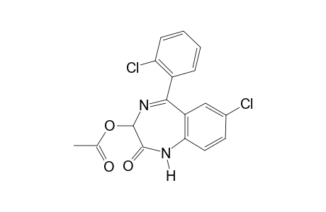 7-chloro-5-(o-chlorophenyl)-1,3-dihydro-3-hydroxy-2H-1,4-benzodiazepin-2-one, acetate(ester)