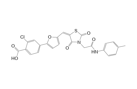 2-chloro-4-[5-((E)-{2,4-dioxo-3-[2-oxo-2-(4-toluidino)ethyl]-1,3-thiazolidin-5-ylidene}methyl)-2-furyl]benzoic acid