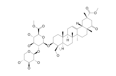 CLOVERSAPONIN-V-METHYLESTER;3-O-[BETA-D-XYLOPYRANOSYL-(1->2)-BETA-D-GLUCURONOPYRANOSYL]-MELILOTIGENIN-METHYLESTER