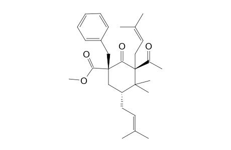 methyl (1R,3R,5R)-3-acetyl-1-benzyl-4,4-dimethyl-3,5-bis(3-methylbut-2-enyl)-2-oxo-cyclohexanecarboxylate