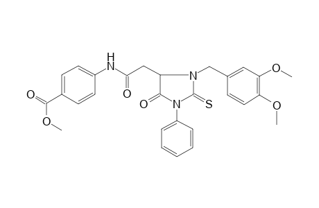 4-[[2-(5-keto-1-phenyl-2-thioxo-3-veratryl-imidazolidin-4-yl)acetyl]amino]benzoic acid methyl ester