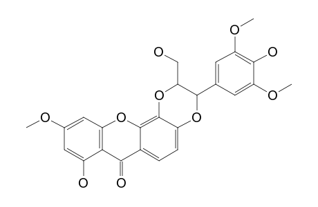 HYPERIELLIPTONE_HC;3'-HYDROXYMETHYL-2'-(4''-HYDROXY-3'',5''-DIMETHOXYPHENYL)-5',6':5,6-(1-HYDROXY-3-METHOXYXANTHONE)-1',4'-DIOXANE