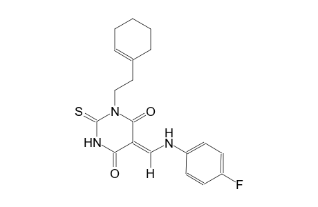 (5Z)-1-[2-(1-cyclohexen-1-yl)ethyl]-5-[(4-fluoroanilino)methylene]-2-thioxodihydro-4,6(1H,5H)-pyrimidinedione