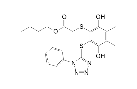 Acetic acid, 2-[[2,5-dihydroxy-3,4-dimethyl-6-[(1-phenyl-1H-tetrazol-5-yl)thio]phenyl]thio]-, butyl ester