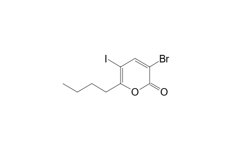 3-bromo-6-butyl-5-iodopyran-2-one