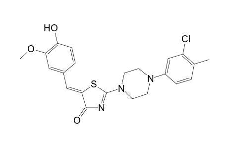 (5Z)-2-[4-(3-chloro-4-methylphenyl)-1-piperazinyl]-5-(4-hydroxy-3-methoxybenzylidene)-1,3-thiazol-4(5H)-one