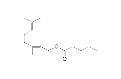 Pentanoic acid, 3,7-dimethyl-2,6-octadienyl ester, (E)-