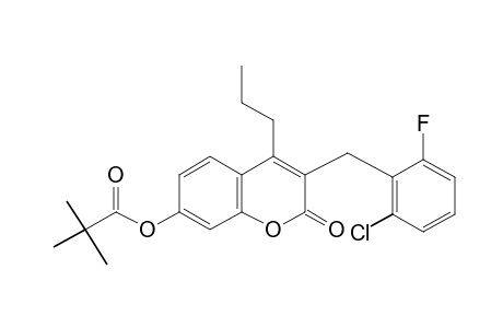 3-(2-chloro-6-fluorobenzyl)-7-hydroxy-4-propylcoumarin, pivalate