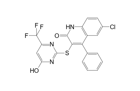 6-chloro-3-{[4-hydroxy-6-(trifluoromethyl)-2-pyrimidinyl]sulfanyl}-4-phenyl-2(1H)-quinolinone