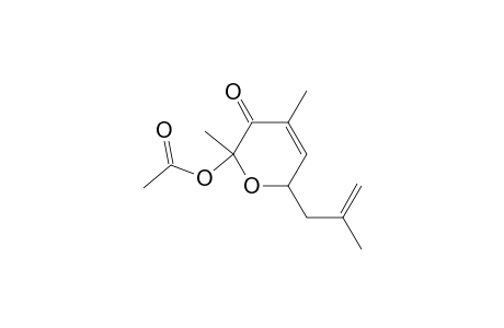 2H-Pyran-3(6H)-one, 2-(acetyloxy)-2,4-dimethyl-6-(2-methyl-2-propenyl)-