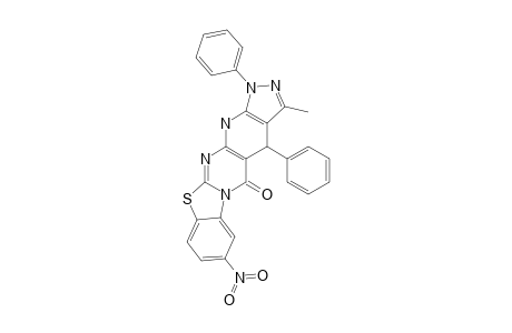 3-METHYL-8-NITRO-1,4-DIPHENYL-4,6,13-TRIHYDRO-BENZOTHIAZOLO-[3',2'-2,1]-PYRIMIDINO-[5,4-E]-PYRAZOLO-[5,4-B]-PYRIDIN-5-ONE