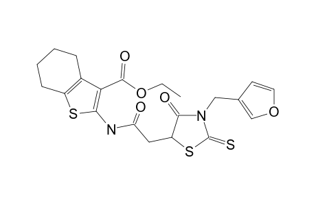 1-Benzothiophene-3-carboxylic acid, 2-[[2-[3-(3-furanylmethyl)-4-oxo-2-thioxo-5-thiazolidinyl]acetyl]amino]-4,5,6,7-tetrahydro-, ethyl ester