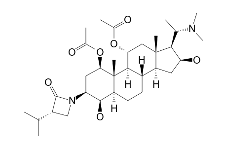 TERMINAMINE_B;20-ALPHA-DIMETHYLAMINO-3-BETA-(3'-ALPHA-ISOPROPYL)-LACTAM-5-ALPHA-PREGN-4-BETA,16-BETA-DIOL-1-BETA,11-ALPHA-DIYL-ACETATE