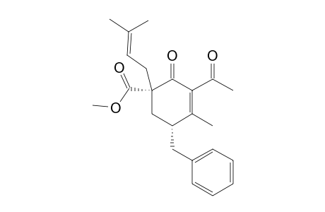 methyl (1S,5R)-3-acetyl-5-benzyl-4-methyl-1-(3-methylbut-2-enyl)-2-oxo-cyclohex-3-ene-1-carboxylate