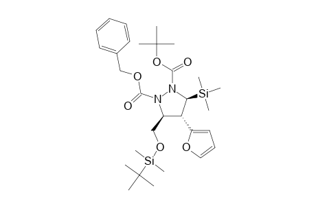 (-)-[(3S,4S,5S)-1-Benzyloxycarbonyl-2-(tert-butoxycarbonyl)-5-tert-butyldimethylsilyloxymethyl-4-(2-furyl)-3-trimethylsilylpyrazolidine