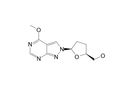 2-N-(2',3'-DIDEOXYRIBOFURANOSYL)-4-METHOXY-PYRAZOLO-[3,4-D]-PYRIMIDINE