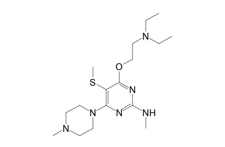 4-[2-(diethylamino)ethoxy]-2-(methylamino)-6-(4-methyl-1-piperazinyl)-5-(methylthio) pyrimidine