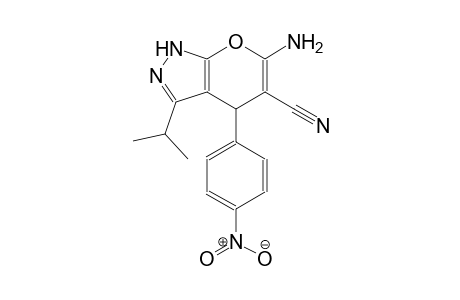 pyrano[2,3-c]pyrazole-5-carbonitrile, 6-amino-1,4-dihydro-3-(1-methylethyl)-4-(4-nitrophenyl)-