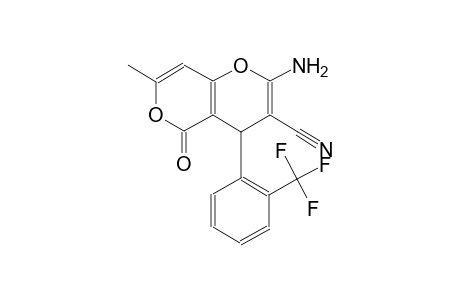 4H,5H-pyrano[4,3-b]pyran-3-carbonitrile, 2-amino-7-methyl-5-oxo-4-[2-(trifluoromethyl)phenyl]-