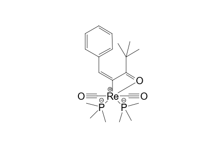 bis(Trimethylphosphine)(dicarbonyl)-{.eta(2).-(C,O)-[(E)-4,4-dimethyl-3-oxo-1-phenylpent-1-en-2'-yl]}rhenium