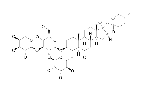 25R-3-BETA,17-ALPHA-DIHYDROXY-5-ALPHA-SPIROSTAN-6-ONE-3-O-ALPHA-L-RHAMNOPYRANOSYL-(1->2)-O-[ALPHA-L-ARABINOPYRANOSYL-(1->3)]-BETA-D-GLUCOPYRANOSIDE;#10