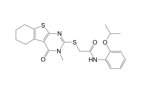 2-[(3-methyl-4-oxidanylidene-5,6,7,8-tetrahydro-[1]benzothiolo[2,3-d]pyrimidin-2-yl)sulfanyl]-N-(2-propan-2-yloxyphenyl)ethanamide