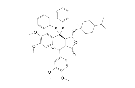 (-)-(3S,4R,5R,6R)-3-(3',4'-Methylenedioxy..alpha.-hydroxybenzyl)-4-[3",4"-dimethoxy-.alpha.,.alpha.-bis(phenylthio)benzyl]-5-(1-menthyloxy)butyrolactone