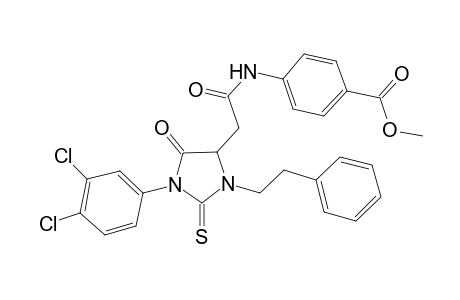 benzoic acid, 4-[[[1-(3,4-dichlorophenyl)-5-oxo-3-(2-phenylethyl)-2-thioxo-4-imidazolidinyl]acetyl]amino]-, methyl ester