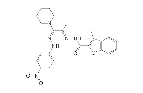 (1E,2E)-1-(Piperidin-1-yl)-1-[(4-nitrophenyl)hydrazono]-2-[(3-methylbenzofuran-2-oyl)hydrazono]propane