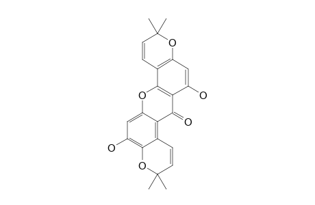 BRASILIXANTHONE-A;1,6-DIHYDROXY-6',6'-DIMETHYLPYRANO-(2',3':3,4)-6'',6''-DIMETHYLPYRANO-(2'',3'':7,8)-XANTHONE