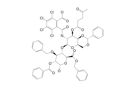 #12;BENZYL-[2-O-BENZOYL-3-O-BENZYL-4-O-(4,6-O-BENZYLIDENE-2-DEOXY-3-O-LEVULINOYL-2-TETRACHLOROPHTHALIMIDO-BETA-D-GALACTOPYRANOSYL)-ALPHA-D-GLUCOPYRANOSE]-URONA