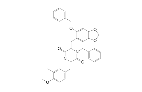 (6Z)-1-benzyl-3-[(4-methoxy-3-methylphenyl)methyl]-6-[(6-phenylmethoxy-1,3-benzodioxol-5-yl)methylidene]piperazine-2,5-dione