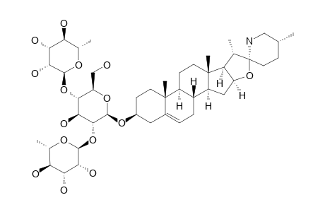 SOLAMARGINE=(O-ALPHA-L-RHAMNOSYL-(1->4)-O-ALPHA-L-RHAMNOSYL-(1->2)-O-3-BETA-D-GLUCOPYRANOSYL-SOLASODINE)